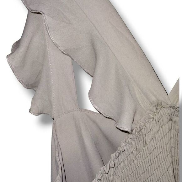 MuMu Womens‎ June Maxi Dress Size Large Beige Chiffon Princess core Wedding Prom - Picture 6 of 14